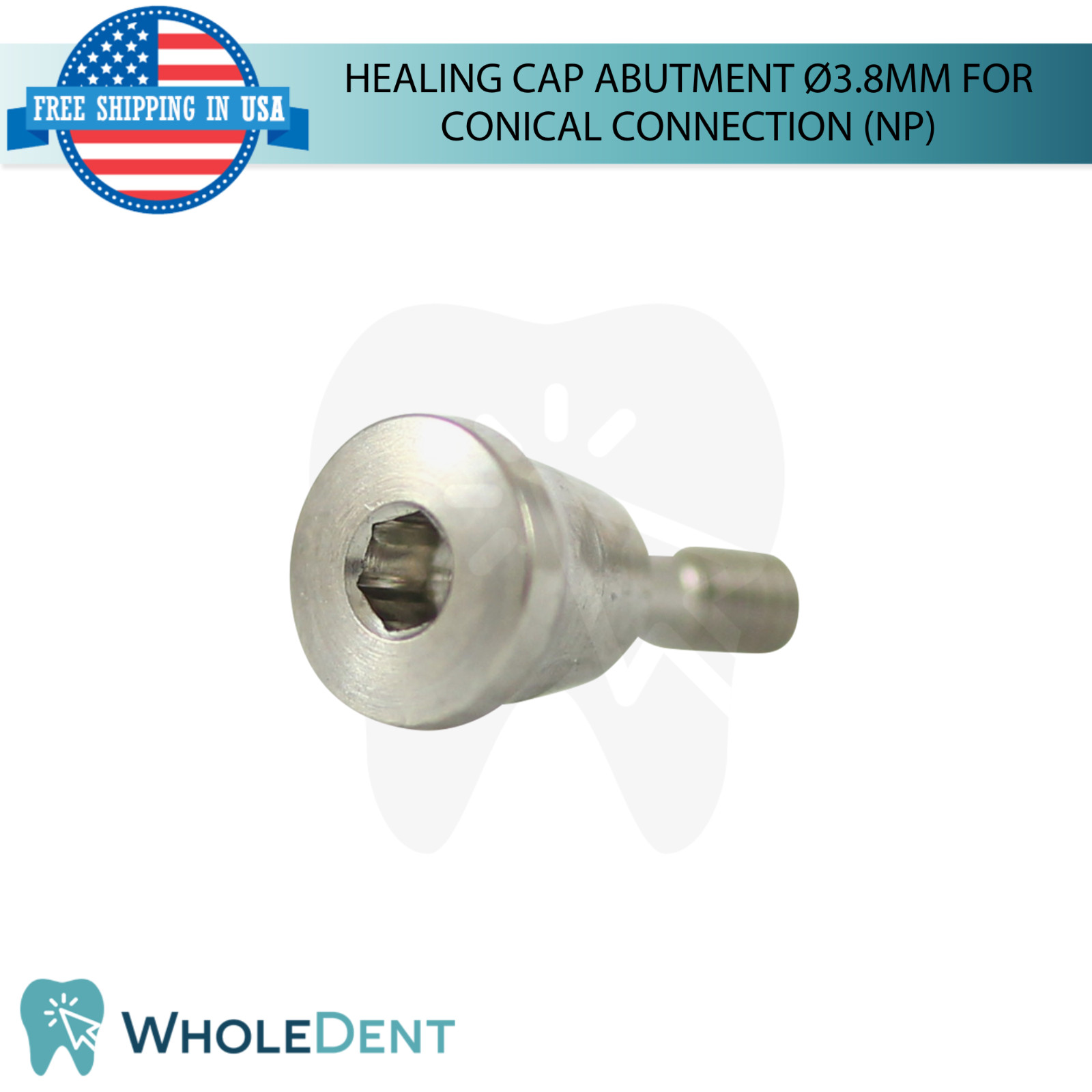 5x Dental Healing Cap Ø3.8mm Narrow Platform Conical Connection Hex 2.25mm