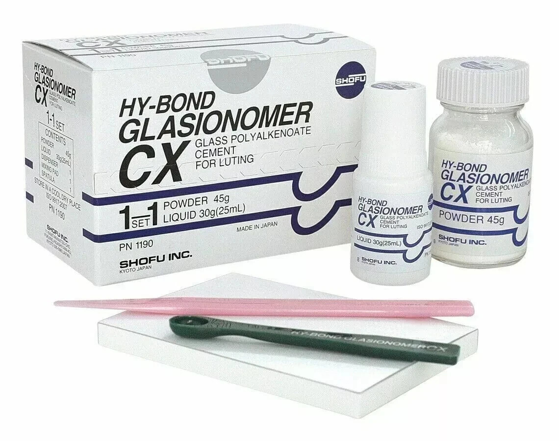 PACK OF 3 SHOFU HY-BOND CX LUTTING GLASSIONOMER CEMENT – POW 45GM & LIQ 25GM 0-M