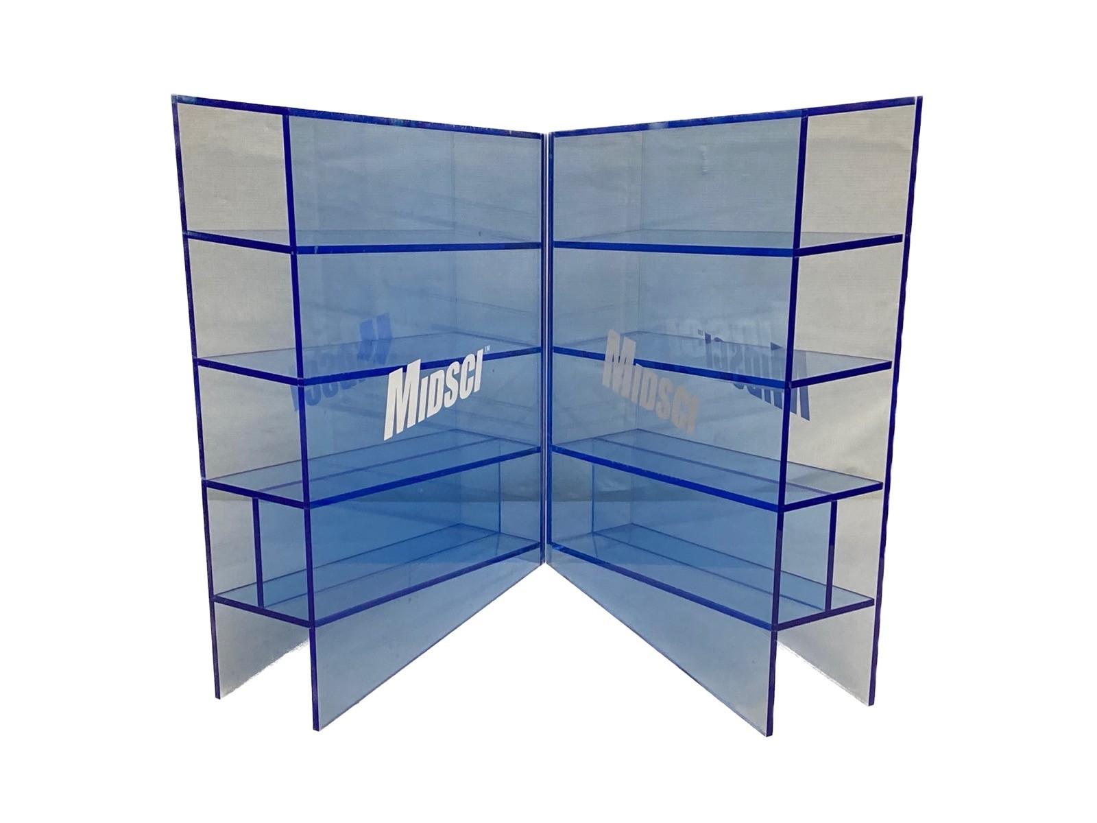 Used (2) MIDSCI Harvest Acrylic Serological Pipet Rack 5-Compartments Blue B