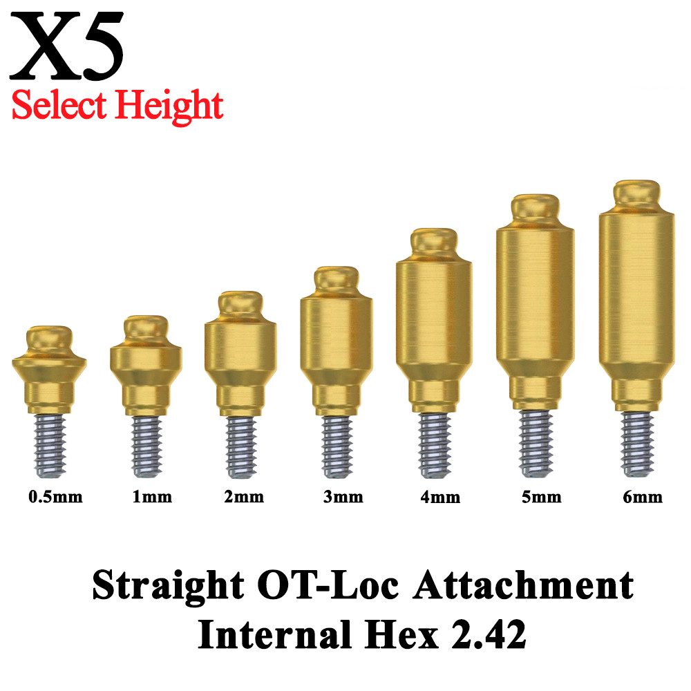 5pcs Prosthetic OT Loc Straight Abu tme nt Attach ment Internal Hex 2.42
