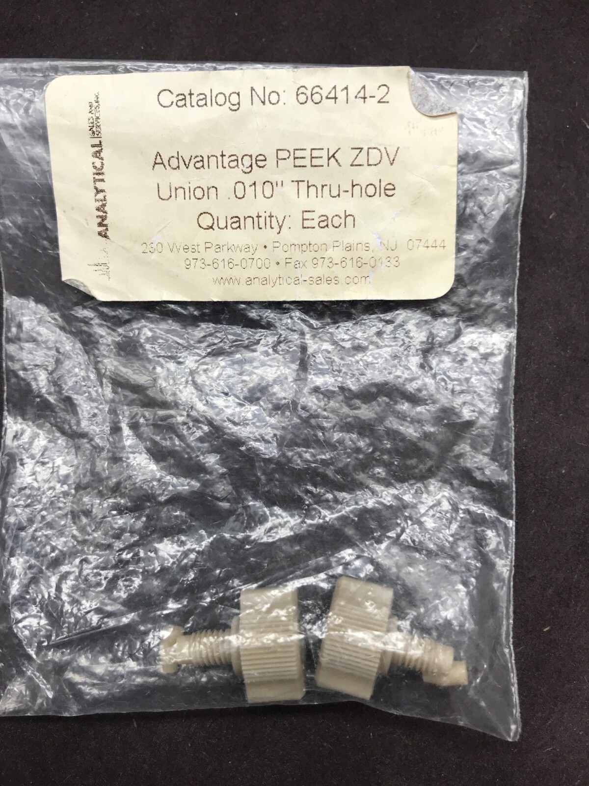 (2) ANALYTICAL Advantage PEEK ZDV Union .010” Thru-Hole 66414-2