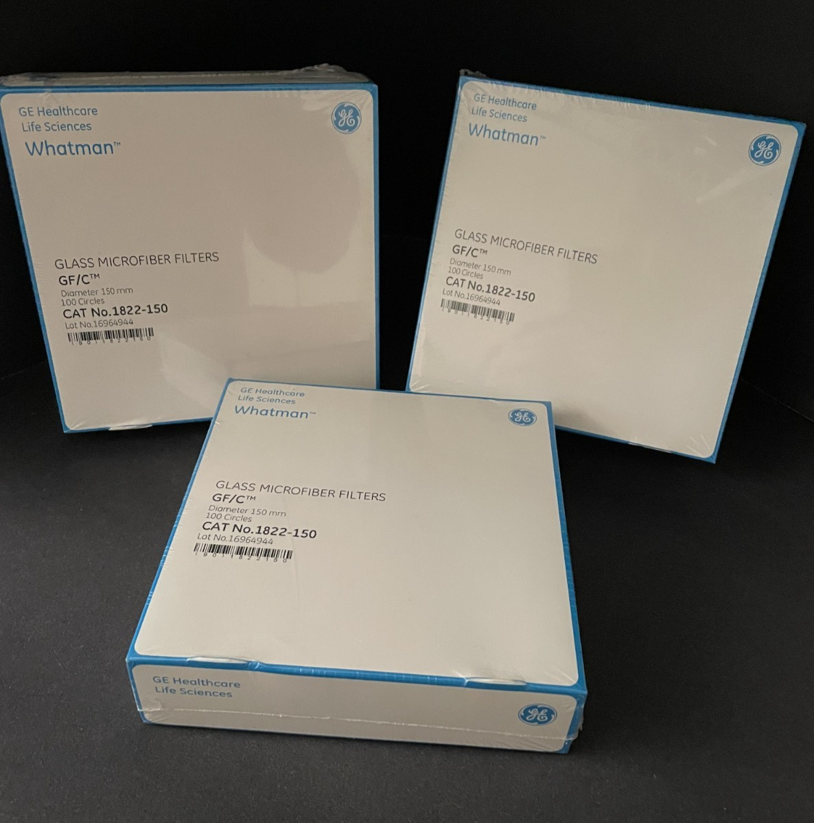 GE Whatman GF/C 150mm Glass Microfiber Filters, 300ct (Lot of 3 Boxes), 1822-320