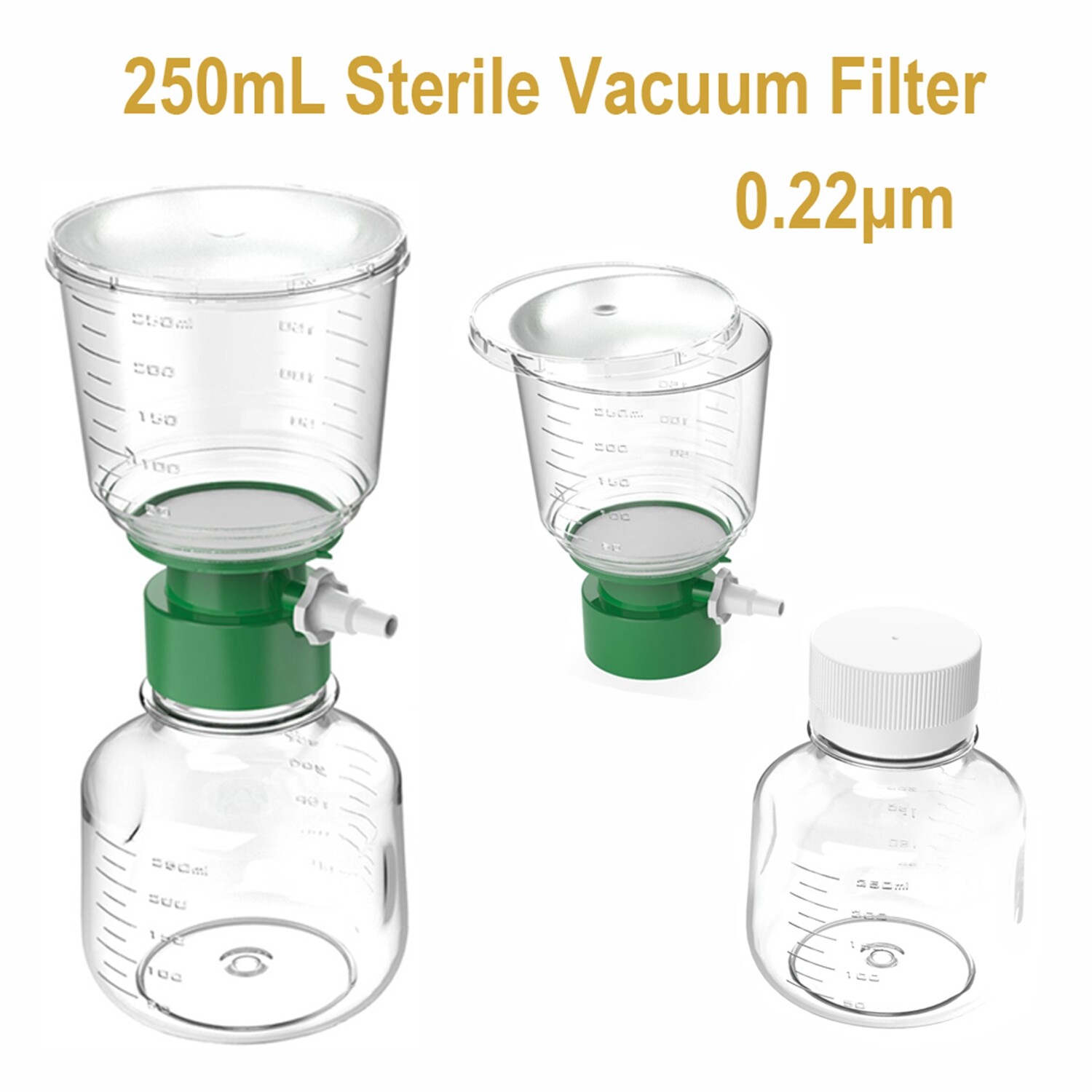 (Pack of 12) 250mL Bottle Top Vacuum Filter Units 0.22um Pore Size PES Membrane