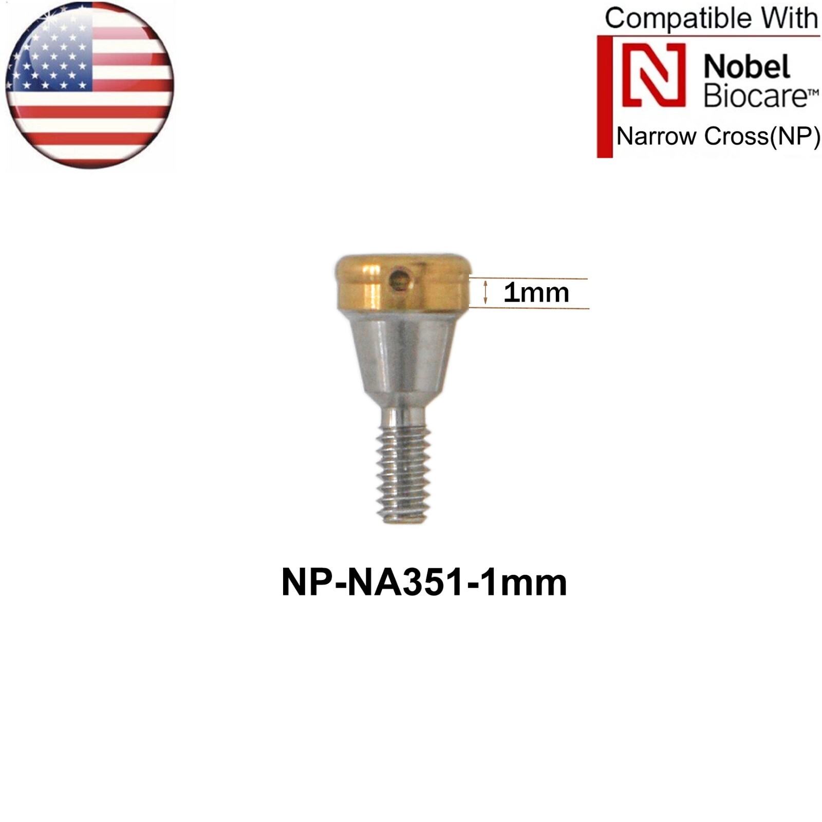 US Dental Locator Abutment NP 1-5mm GH Fit Nobel Biocare Active Male Cap Inserts