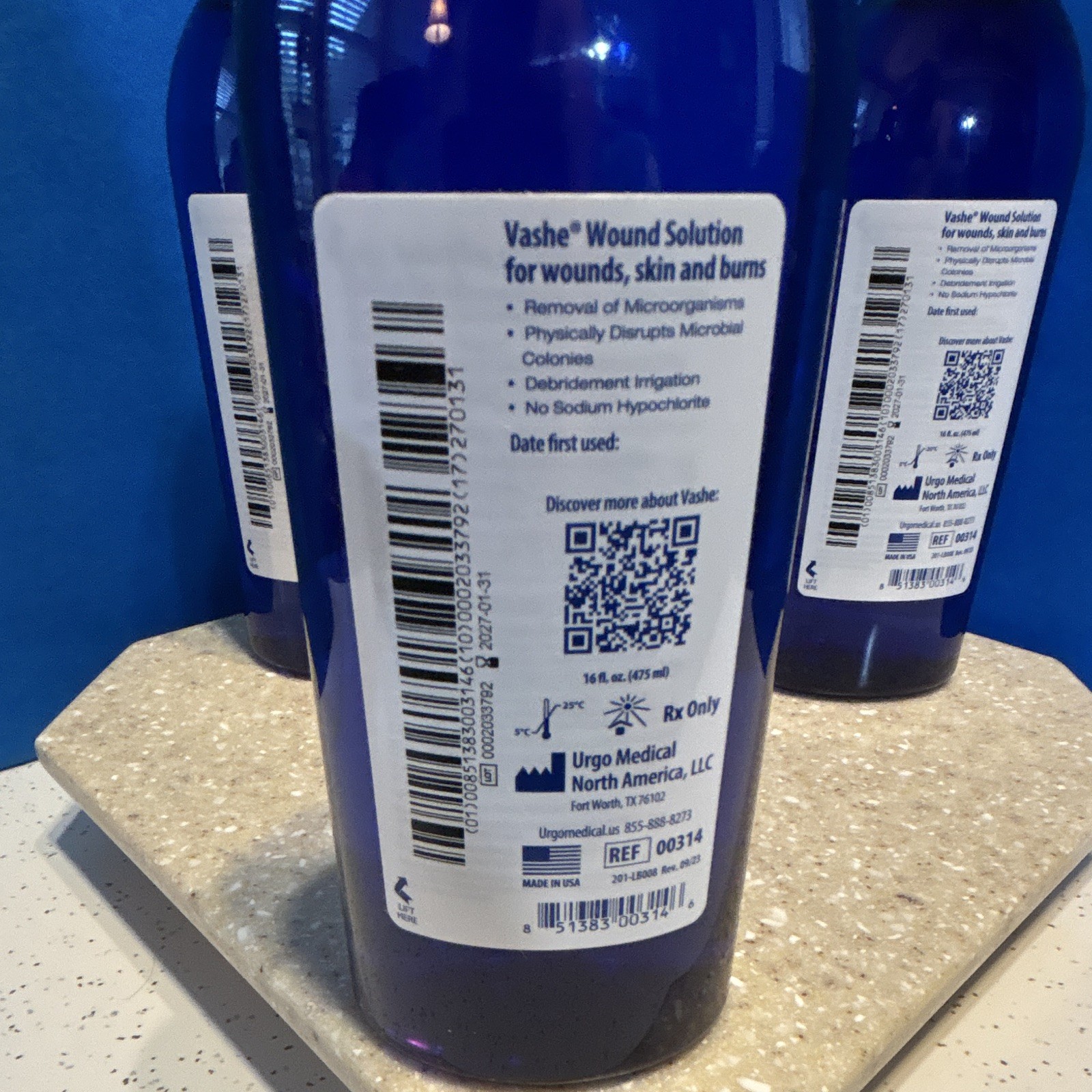 Vashe Wound Solution Wound Care 475 mL (16.9 oz) Bottle 3-Pack MPN 00314