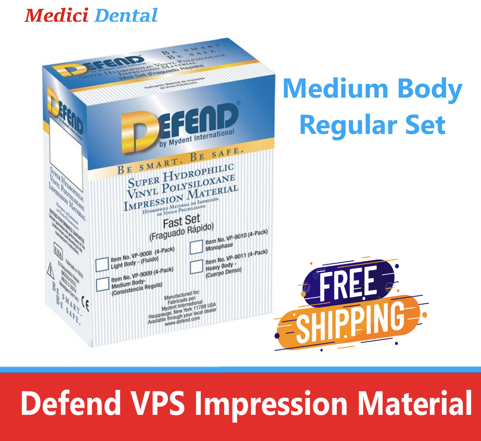 DEFEND MEDIUM BODY REGULAR SET VPS 4-50 ML CARTRIDGES IMPRESSION Material