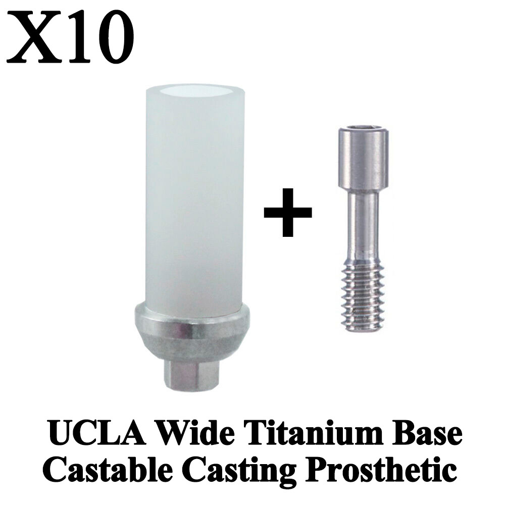 10x UCLA Dental Wide Titanium Base Plastic Custom Castable Casting Prosthetic
