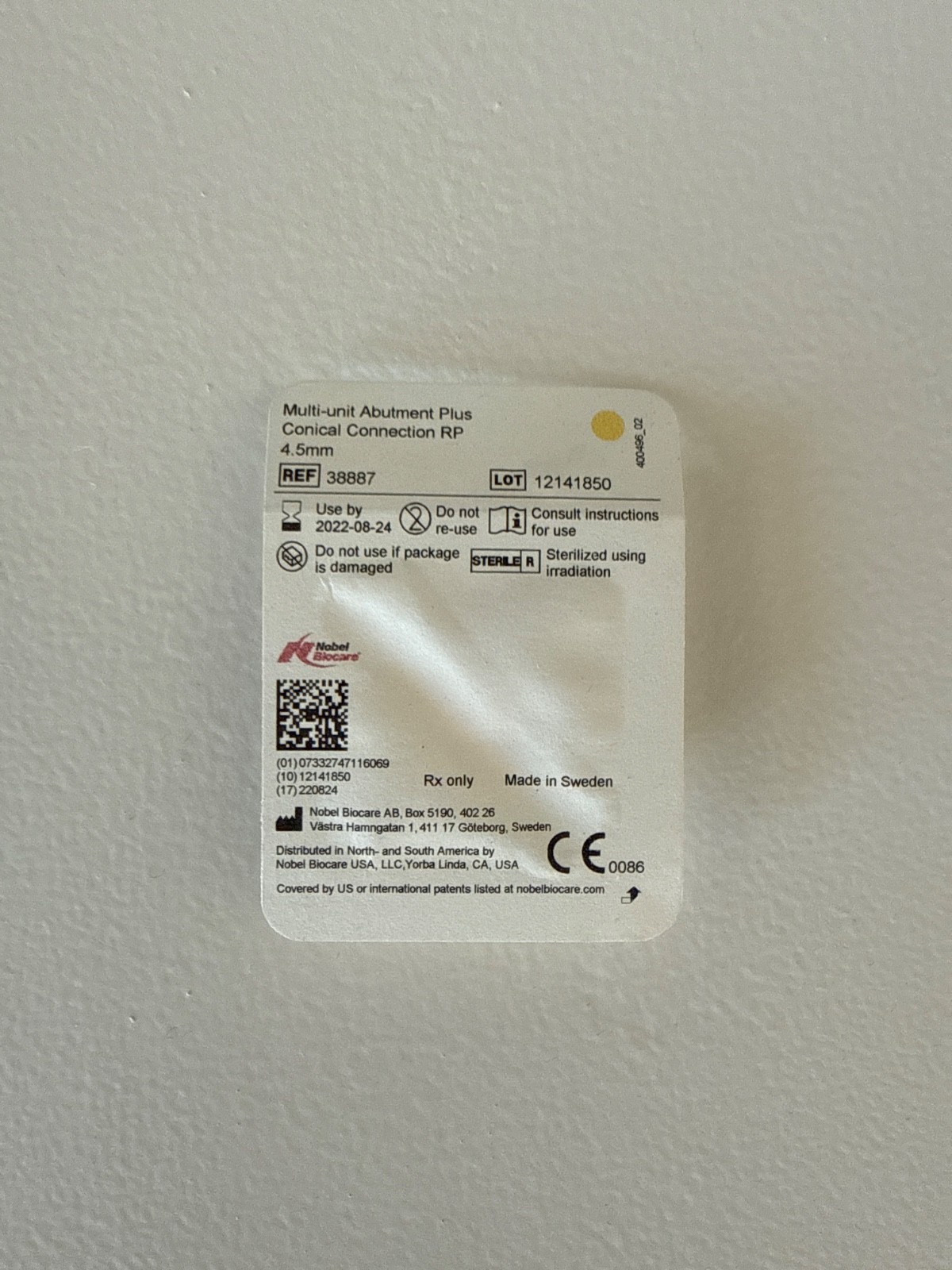 Nobel 0° Multi-unit Abutment Plus Conical Connection RP 4.5mm