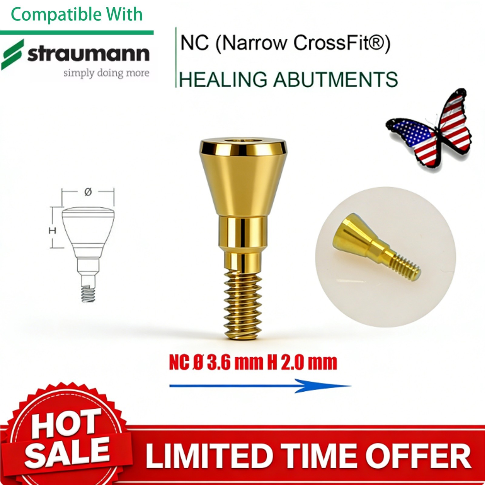 US Implant Accessories Healing Closure Abutment Fit Straumann ITI Dental Clinic