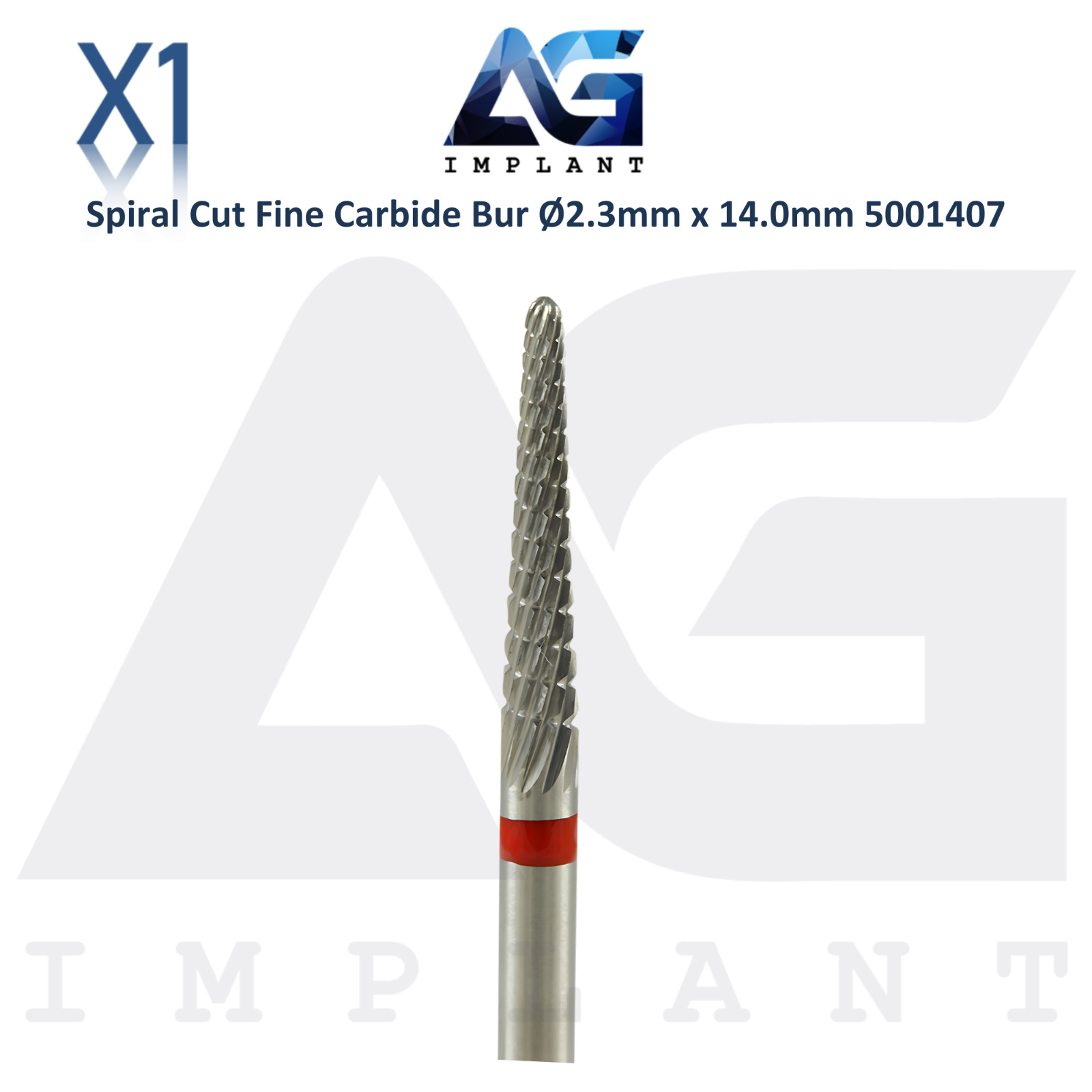 Dental Spiral Cut Cone 5001407 Fine Carbide Bur Ø2.3mm x 14.0mm Lab Supplies