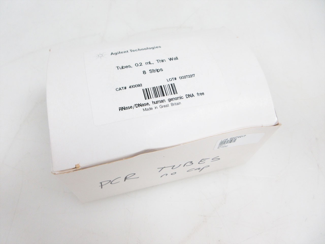 BOX OF 108 AGILENT TECHNOLOGIES 410092 TUBE STRIPS 0.2 mL THIN WALL
