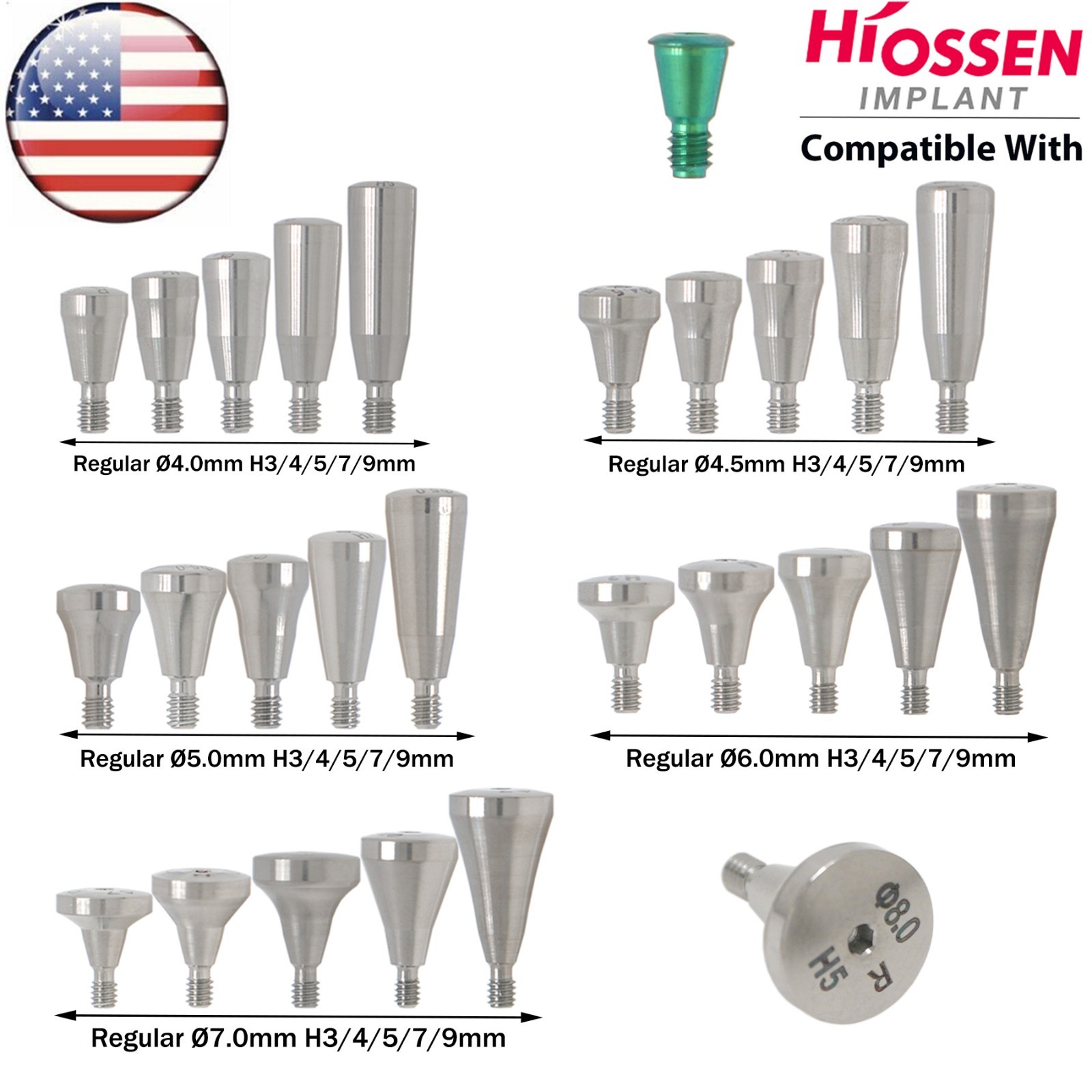 US Dental Healing Cap Abutments Fits Hiossen Osstem Mini/Regular Platorm