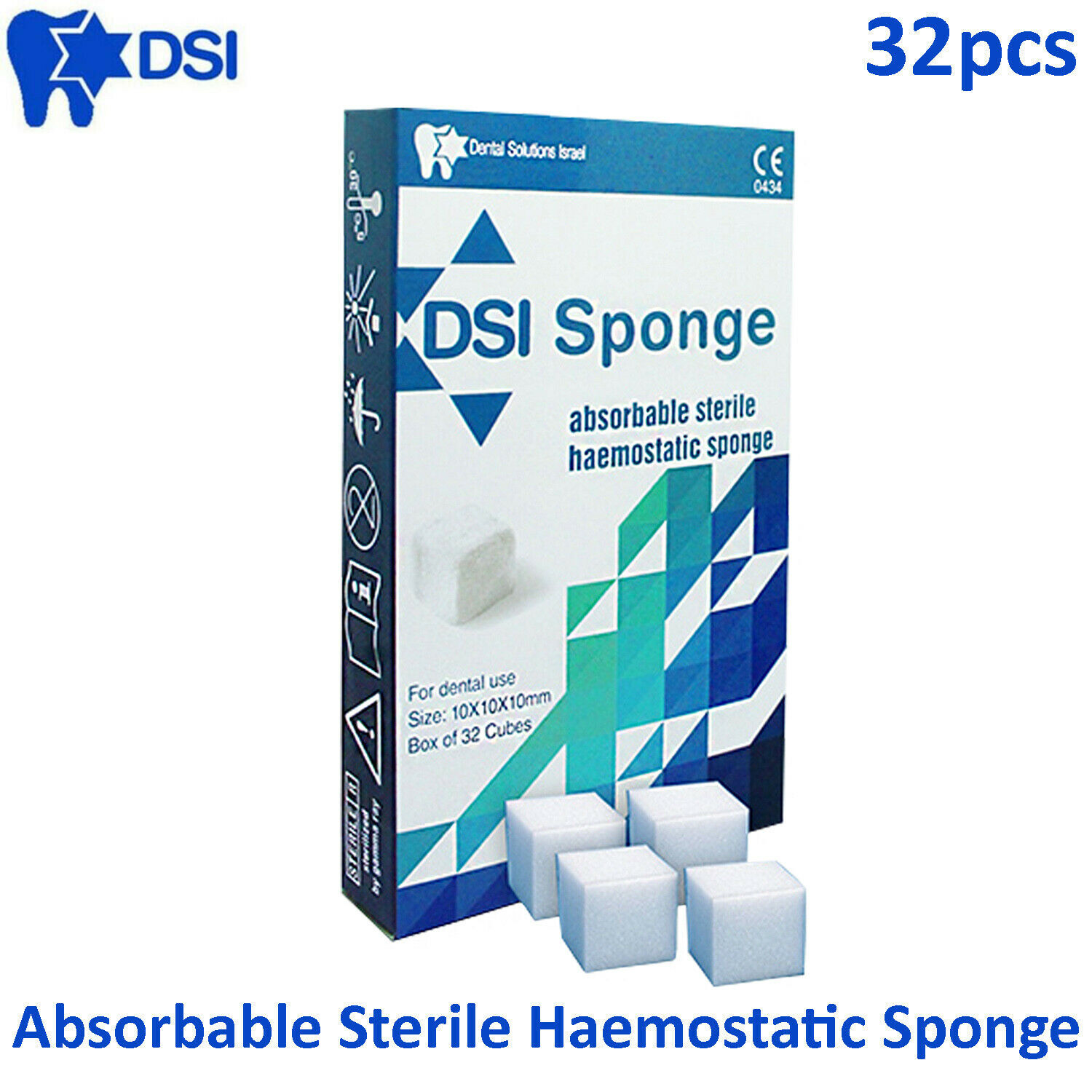 DSI Hemostatic Sponge Dental Absorbable Sterile 32pcs Gelfoam Hemocollagene