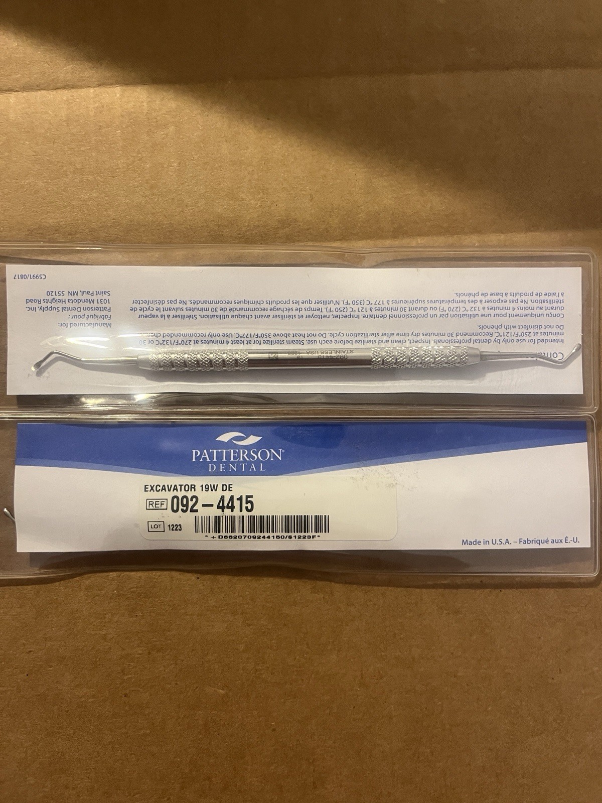 New Dental #19W Excavator Patterson Brand REF 092-4415 Made In USA
