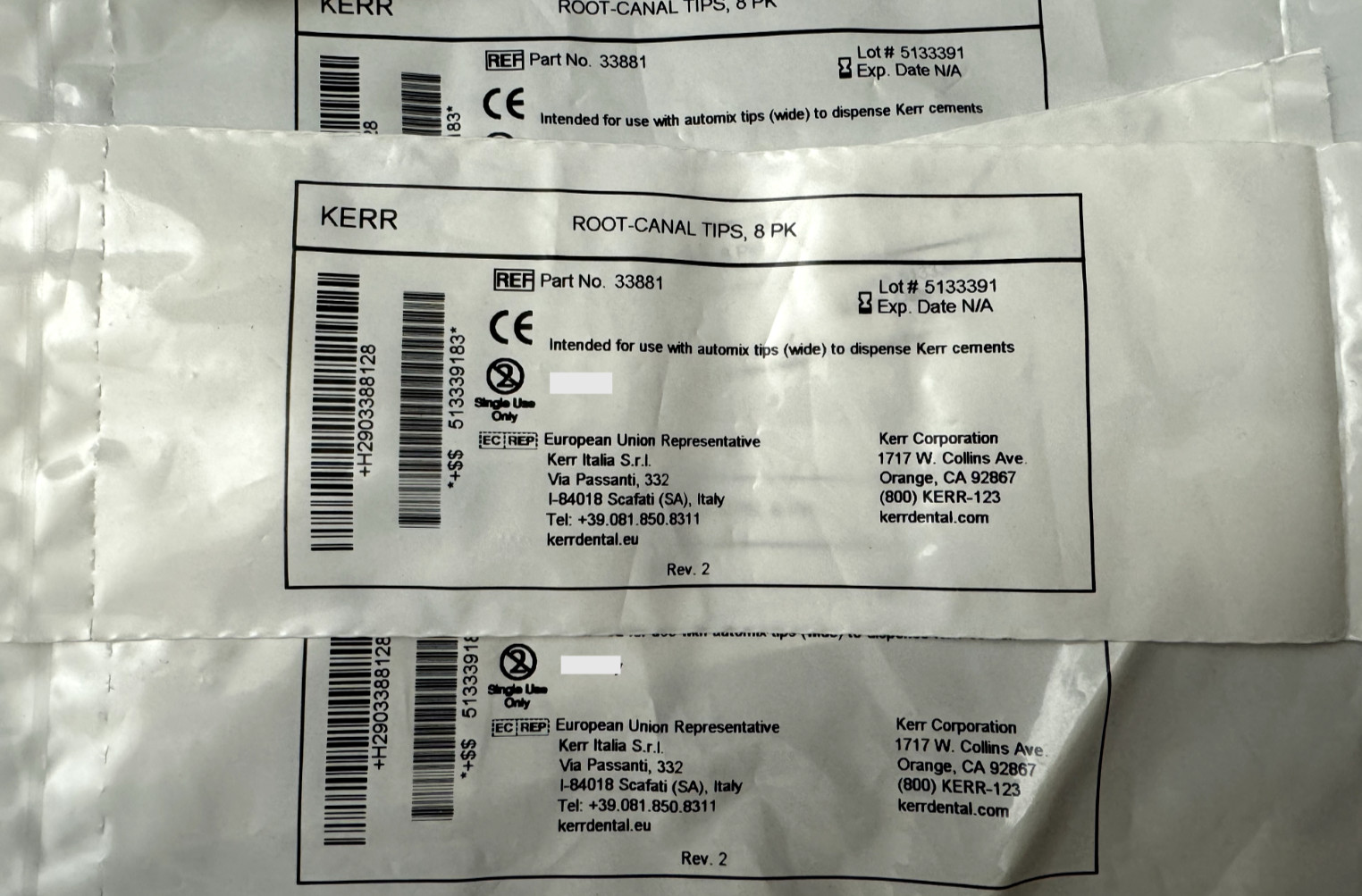 Kerr Endodontic Root-Canal Tips 8 PK REF 33881 for Automix Cements Wide Maxcem