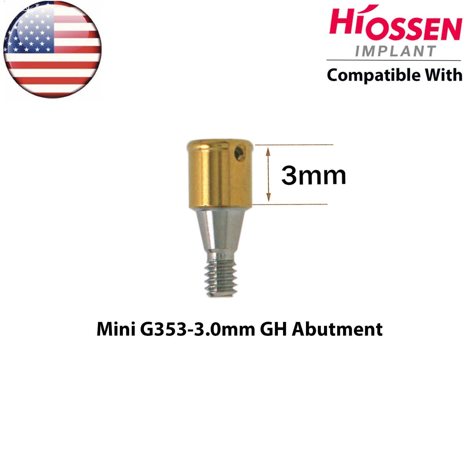 US Fit HIOSSEN Mini Dental Overdenture Locator Abutment 1-6mm GH & Male Caps Kit
