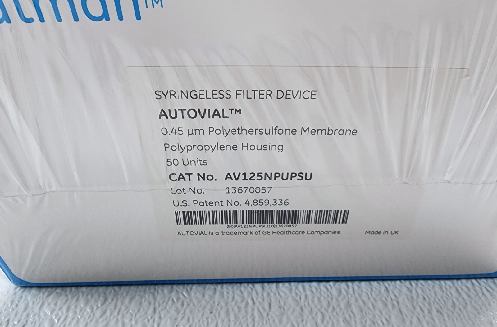 GE /CYTIVA Autovial 12 Syringeless Filter, no prefilter, 0.45 µm, # AV125NPUP