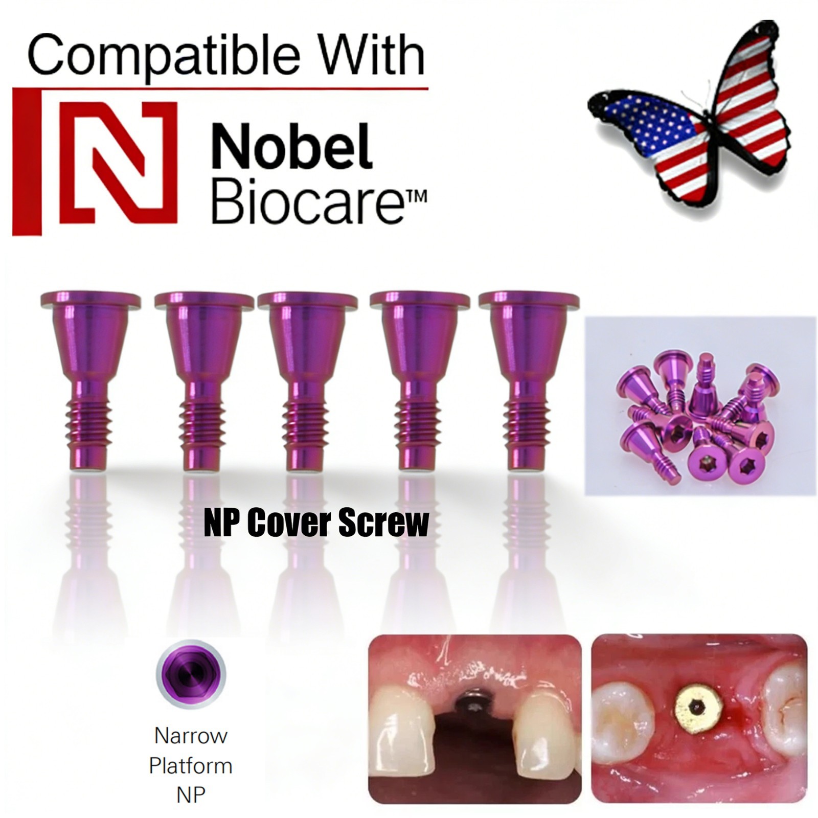 US 5Pc Dental Healing Abutment NP/RP Fit Nobel Biocare Internal Conical Titanium