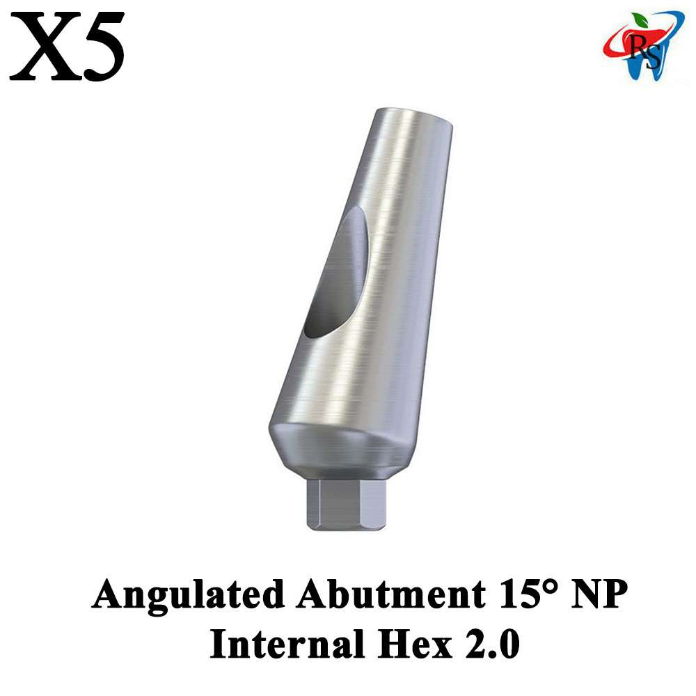 5pcs Prosthetic Angulated Abutment 15° NP Internal Hex 2.0 Titanium Dental Lab