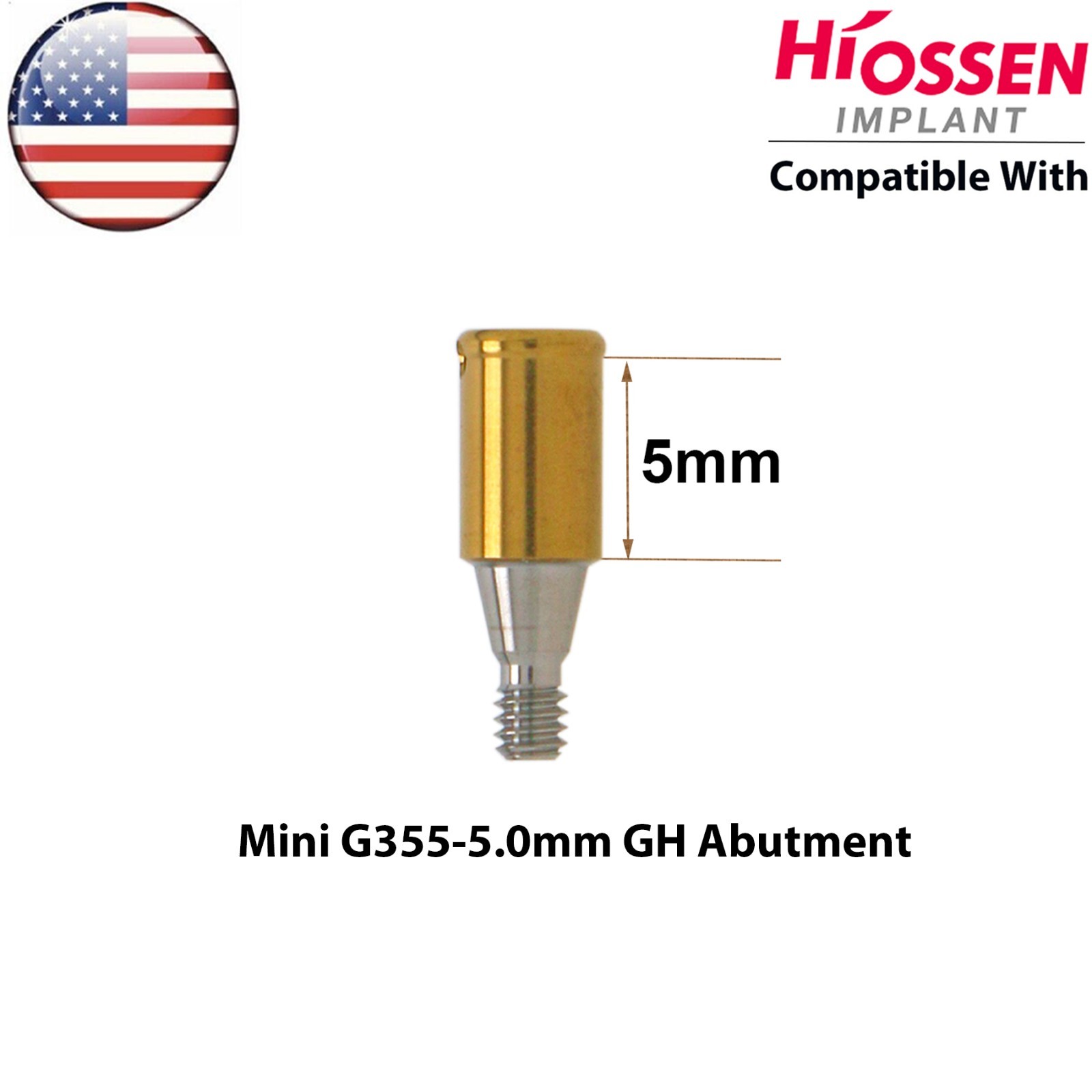 US Fit HIOSSEN Mini Dental Overdenture Locator Abutment 1-6mm GH & Male Caps Kit