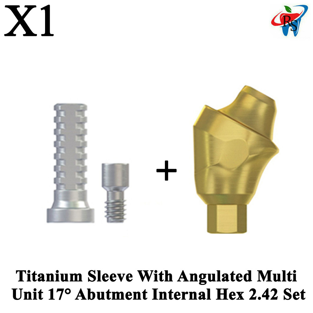 1x Set Dental Angulated 17° Multi-Unit 1.6 RP Int Hex 2.42mm + Titanium Sleeve