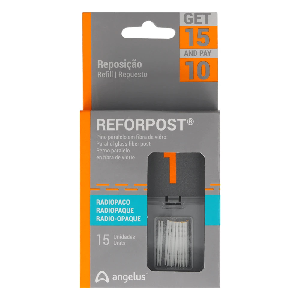 Angelus Reforpost Size 1 Fiber Glass X Ray Fiber Post Pack of 15