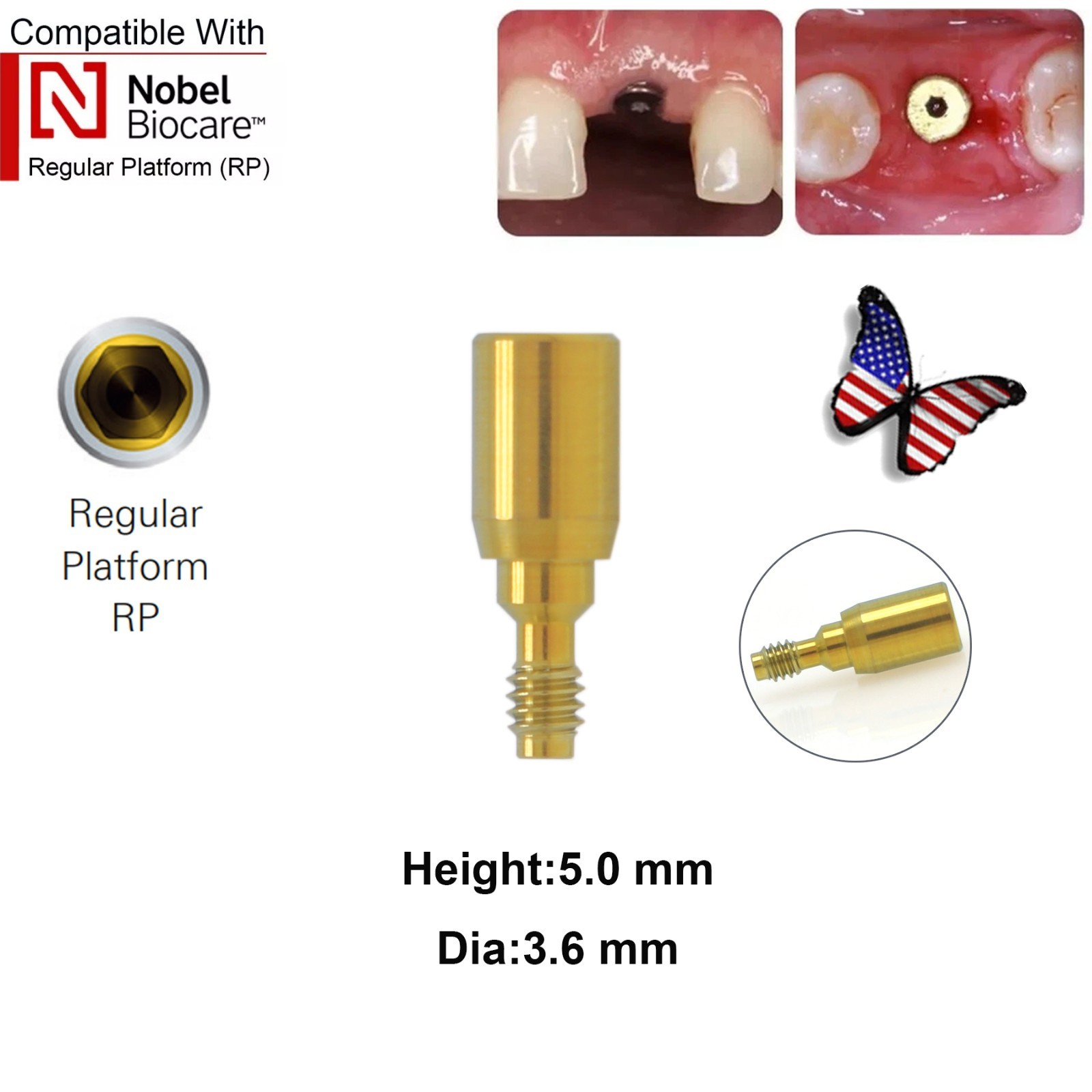 5Pcs Nobel active Healing Abutment Cover Screw Healing Screw Gum Molding Implant