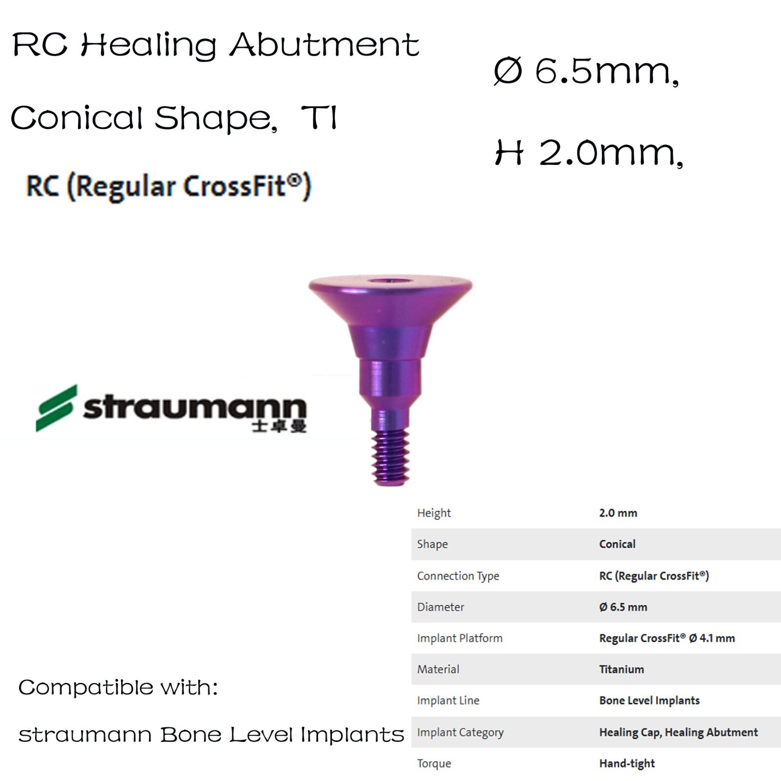 US Straumann RC Healing Abutment Healing Closure Fits ITI Bone Level Regular BLT