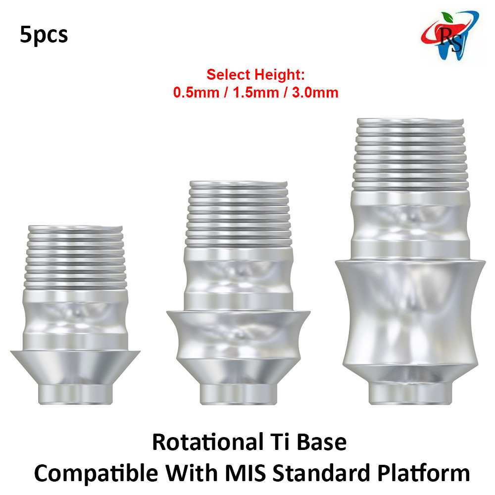 5pcs Dental Rotational Ti Base Compatible With MIS Standard Platform CAD/CAM
