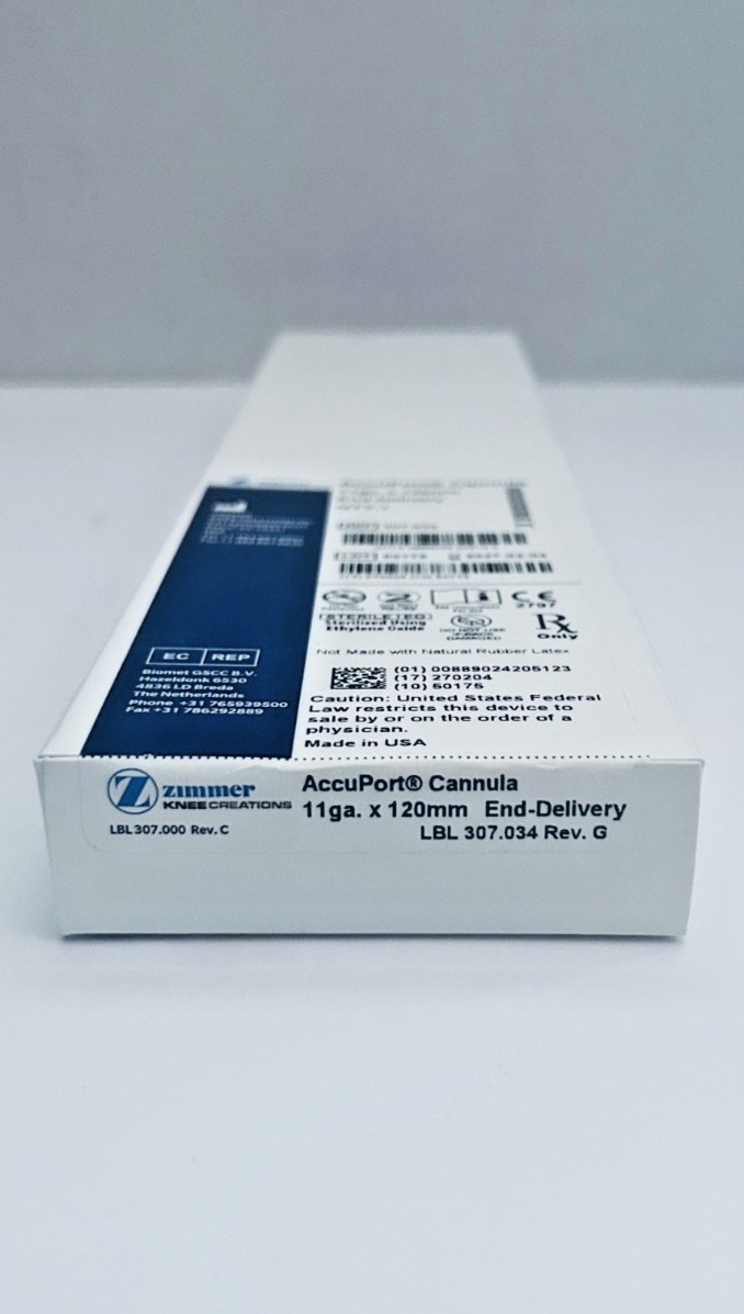 Zimmer AccuPort Cannula 307.034 11 Gauge x 120mm Sterile Exp 2027/02 NEW