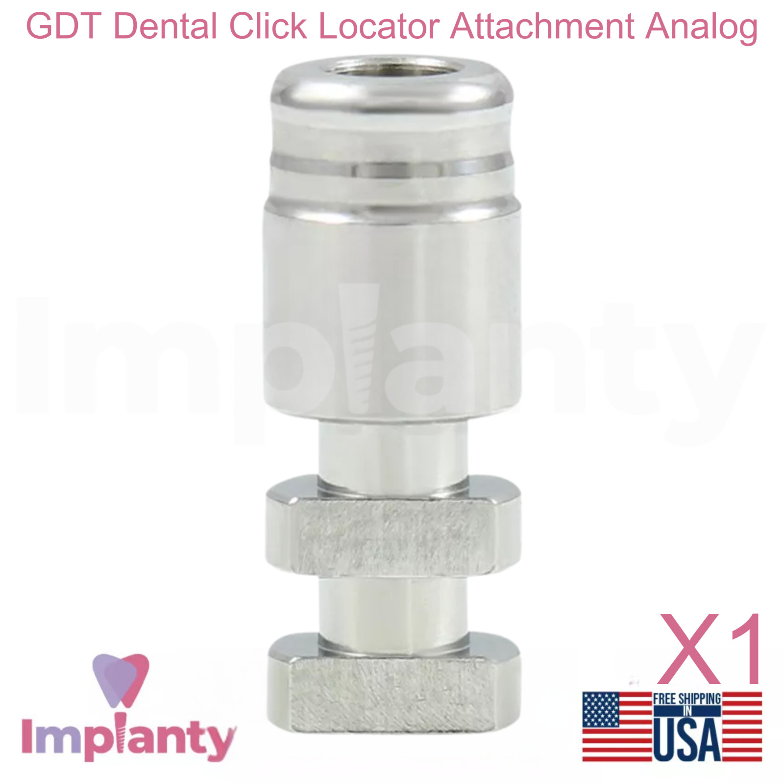 GDT Dental Lock Locator Attachment Analog Stainless Steel 10.4mm Length