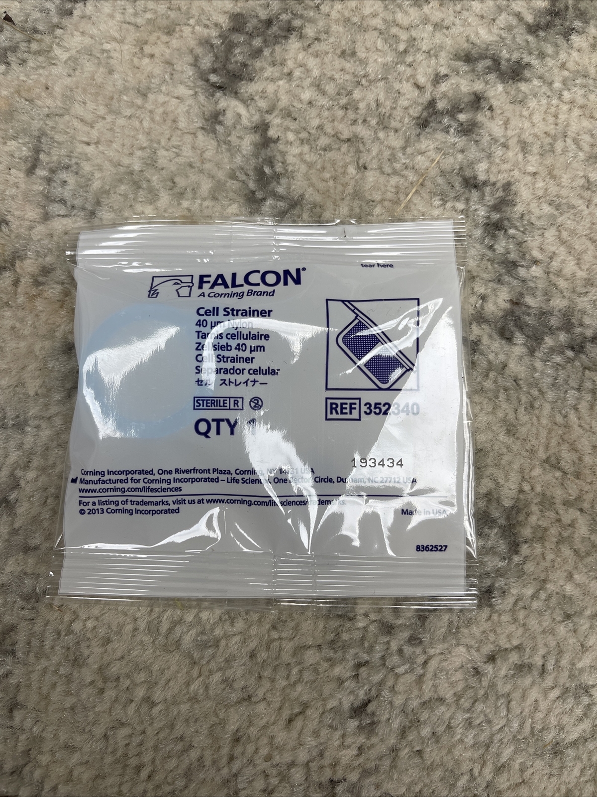 FALCON Corning 40µm Blue PP Sterile Cell Culture Strainer 352340 Pack Of 49