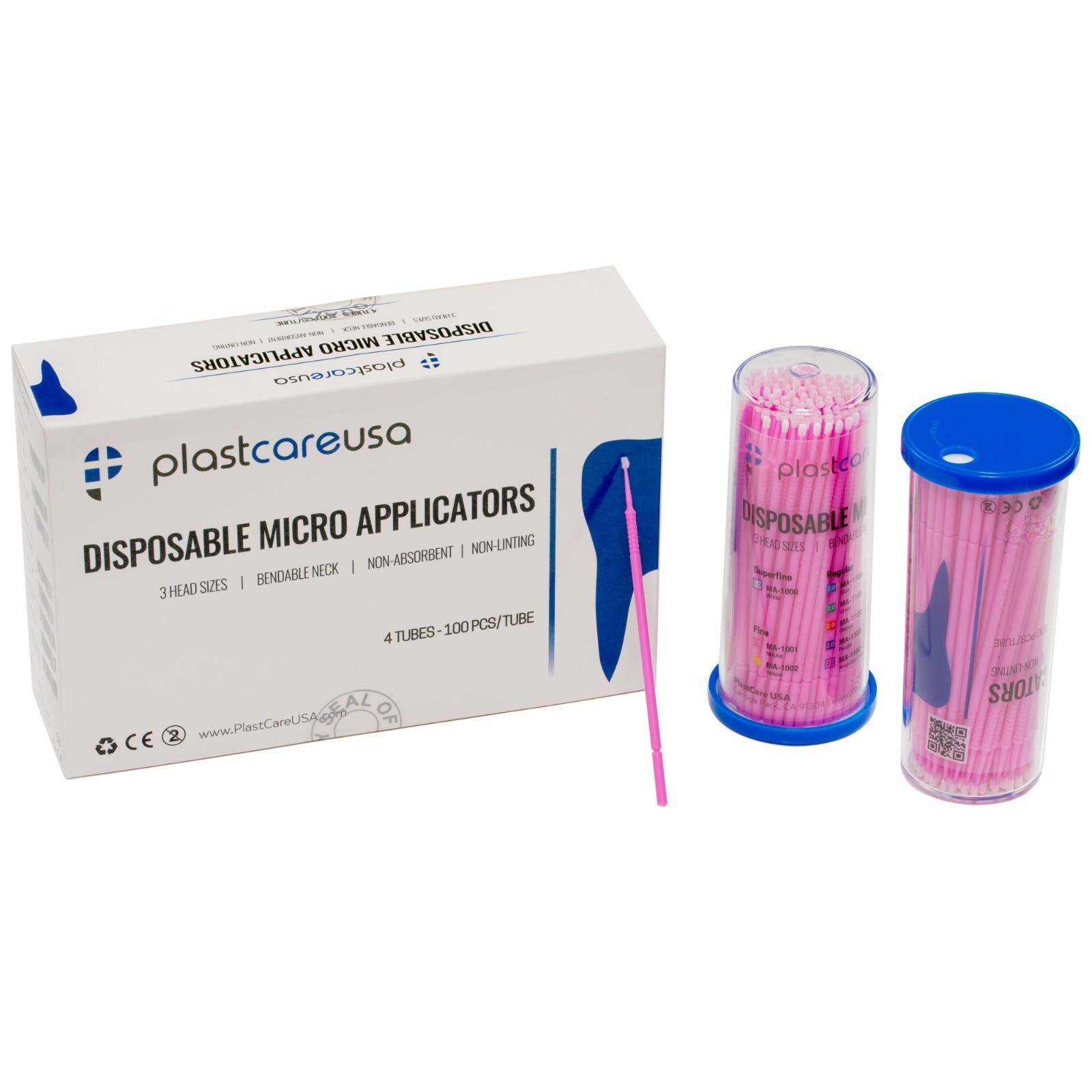 Micro Applicator Brushes 400 Fine 1.9mm Dental Bendable Disposable Pink