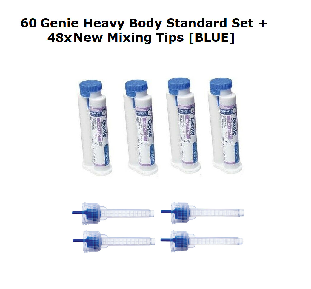 Genie 60x50ml Cartridges Heavy Body Standard Set Impression Material + 48 Tips
