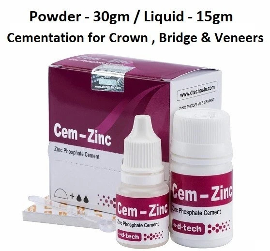 D TECH Zinc Phosphate Cement for Luting of Crowns , Bridges & Inlays Cem Zinc FS