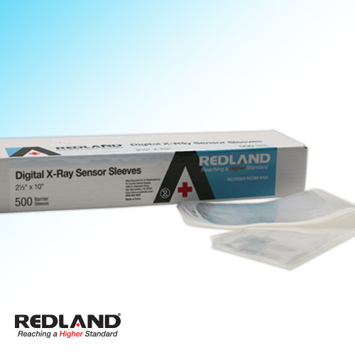REDLAND Digital X-Ray Sensor Sleeves Size 2-1/2”x10” Clear 500/Pack –