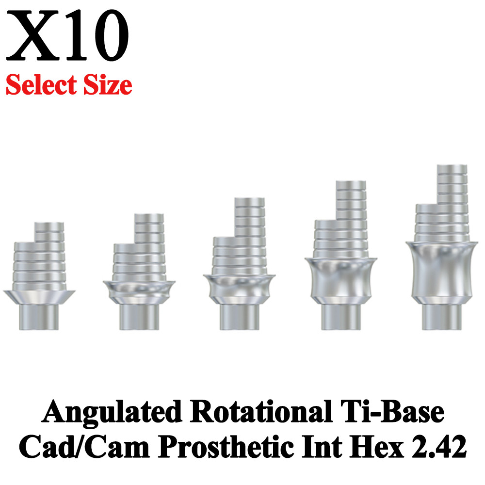10x Angulated Rotational Ti-Base Cad/Cam Prosthetic Int Hex 2.42 Library