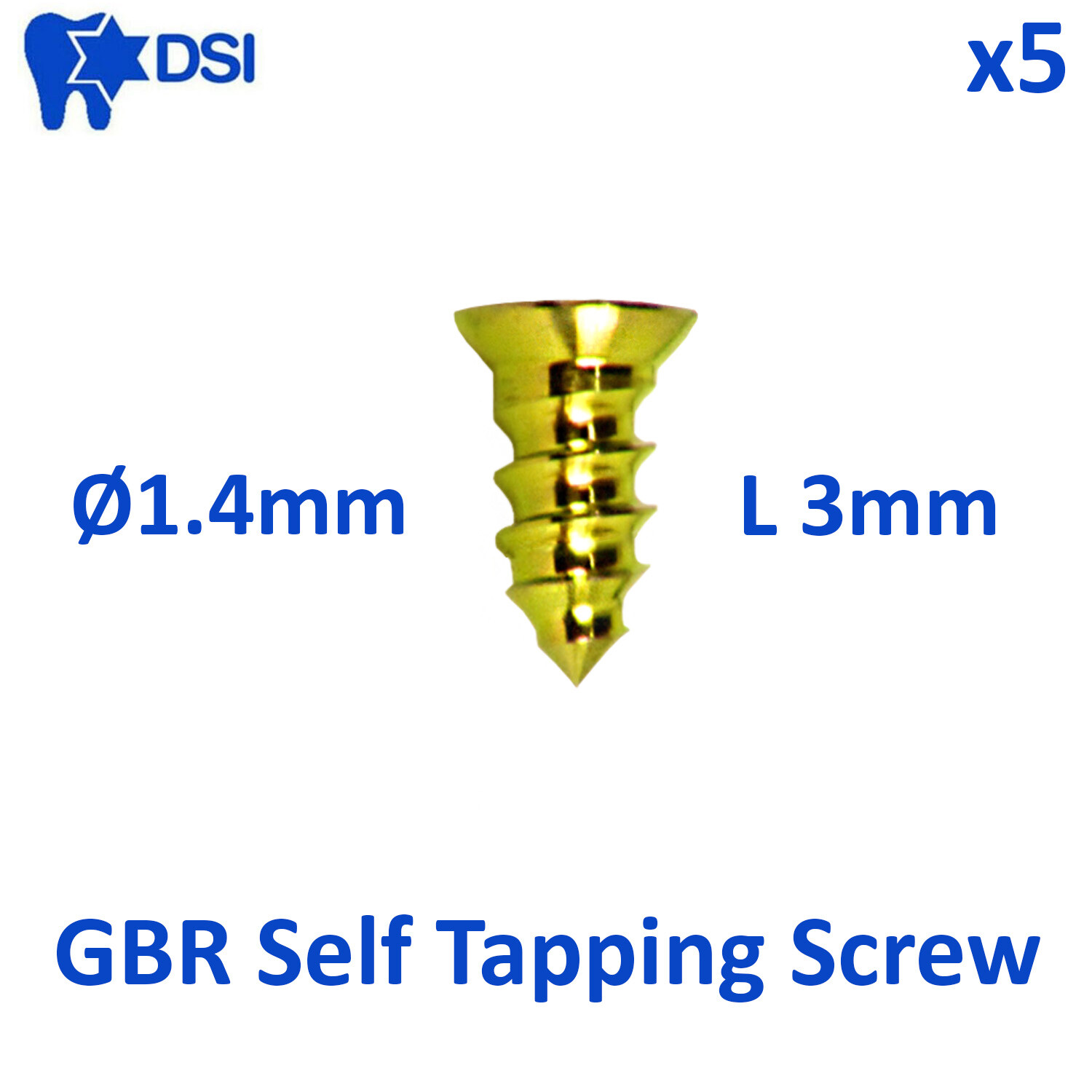 5x DSI Dental Fixture B0ne Screw Membrane Fixation GBR Surg Ø1.4mm/L3mm
