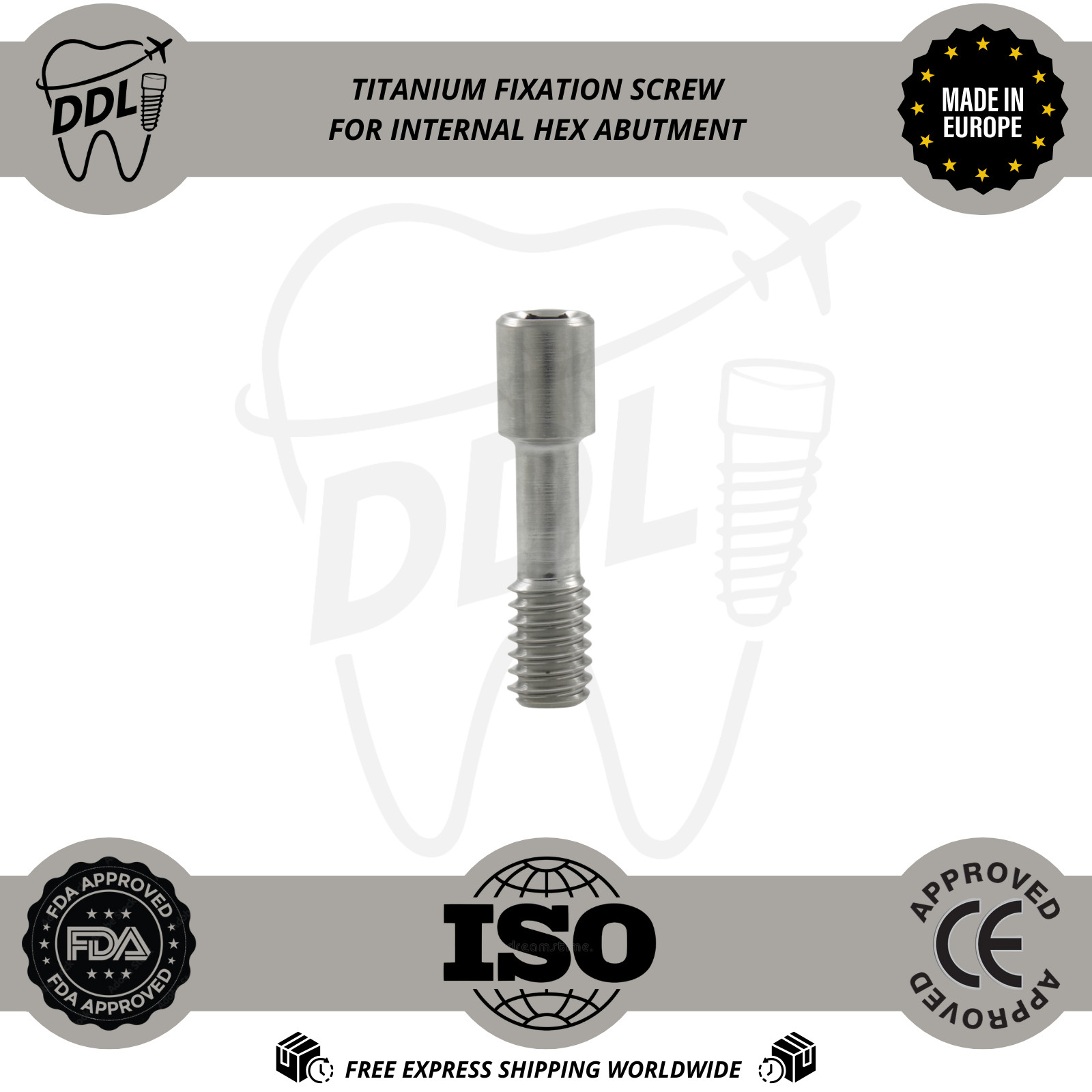 Dental Titanium Fixation Screw For Abutment Int Hex 2.42mm Connection