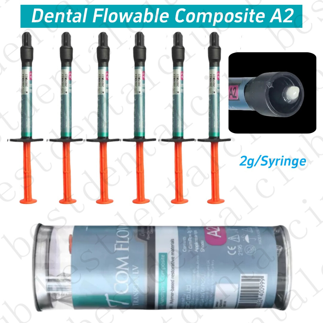 6Pcs Dental Composite Resin Flowable Light A2 Restorative T COM FLOW Nanohybrid