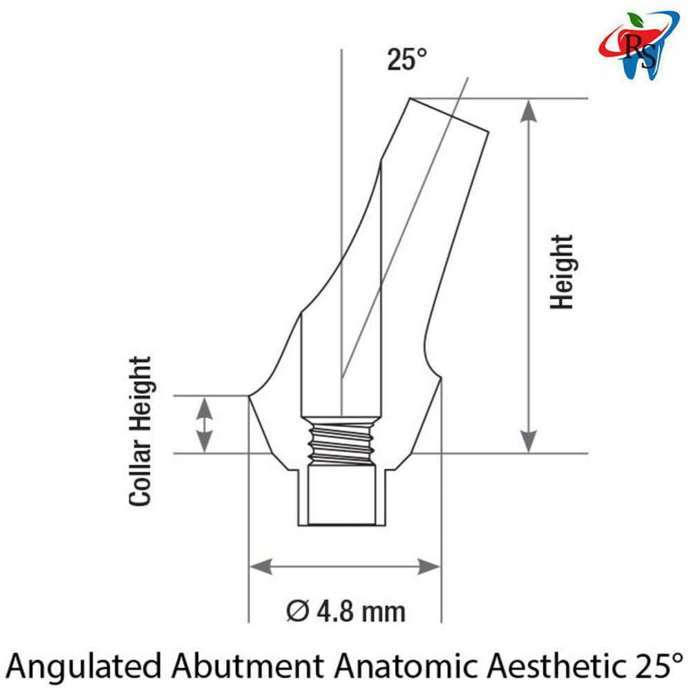 5x Dental Impl ant Anatomic Angulated 25° Abut ment Internal Hex 2.42mm Screw
