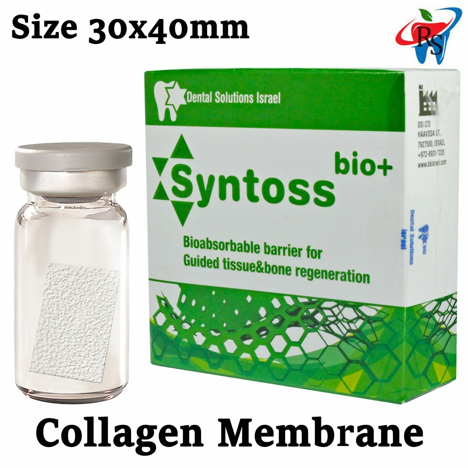Syntoss Dental Implant Collagen Resorbable Surgical Membrane Barrier 30x40mm