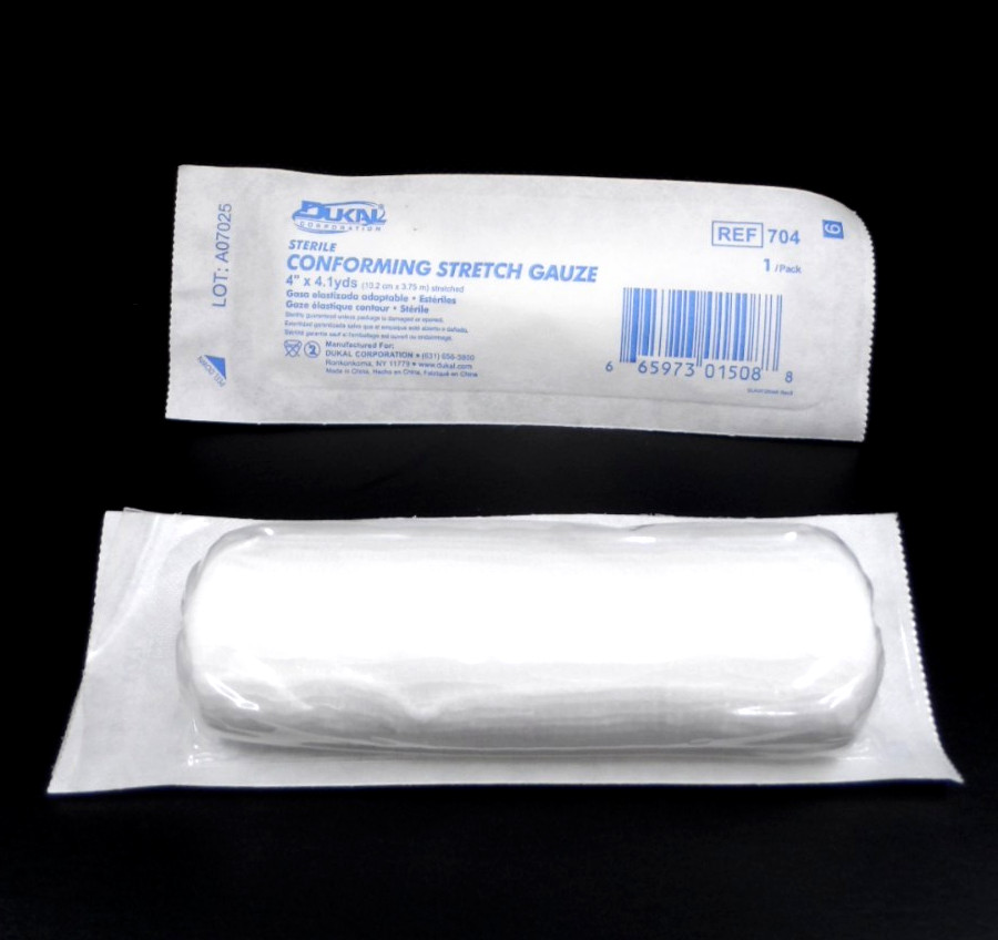 Dukal 704 Conforming Stretch Gauze Sterile 4″ x 4-1/10 Yd / each Roll (2 Rolls )
