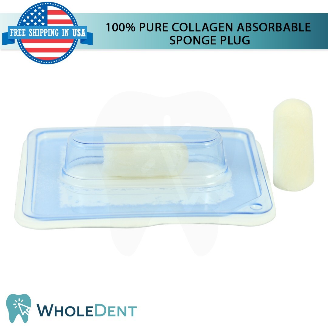 1X Dental Hemosponge 100% Pure Collagen Sponge Plug Sterile 10pcs Hemostatic Ø10