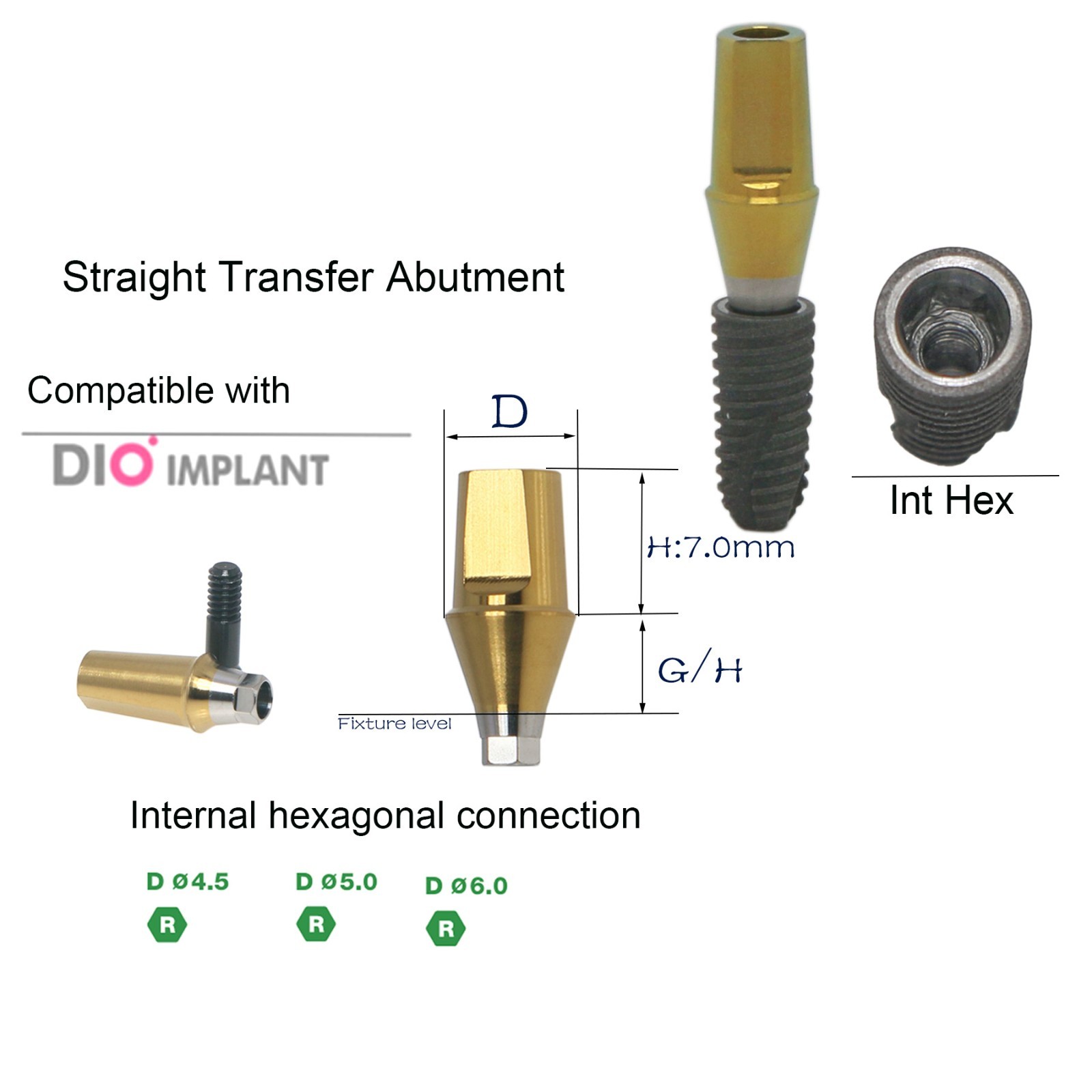 Dental DIO UFII Regular Straight Healing Abutment Impression Coping Zest locator