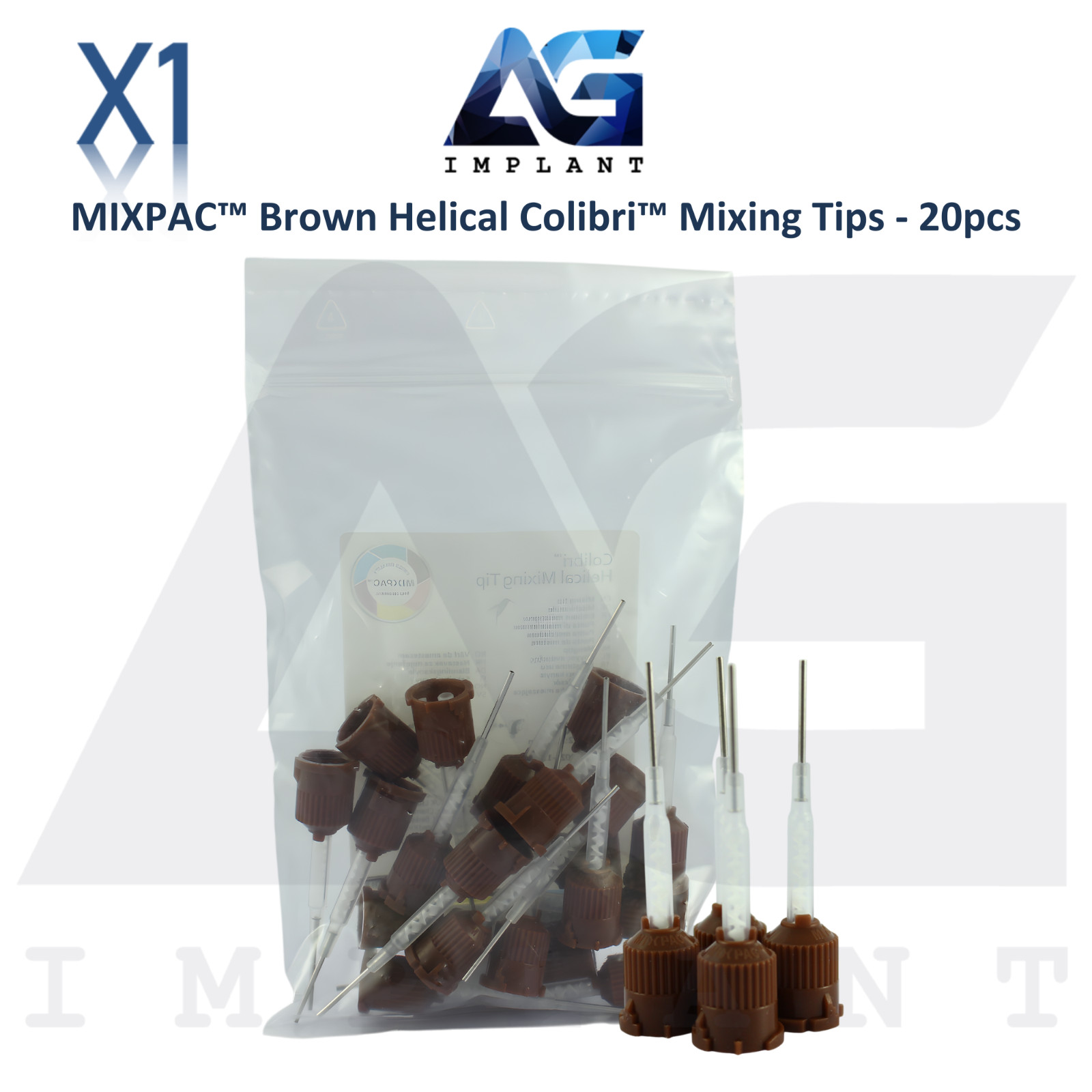 Medmix MIXPAC™ Dental Brown Helical Colibri Mixing Tips 20pcs 2.5–10ml Cartridge