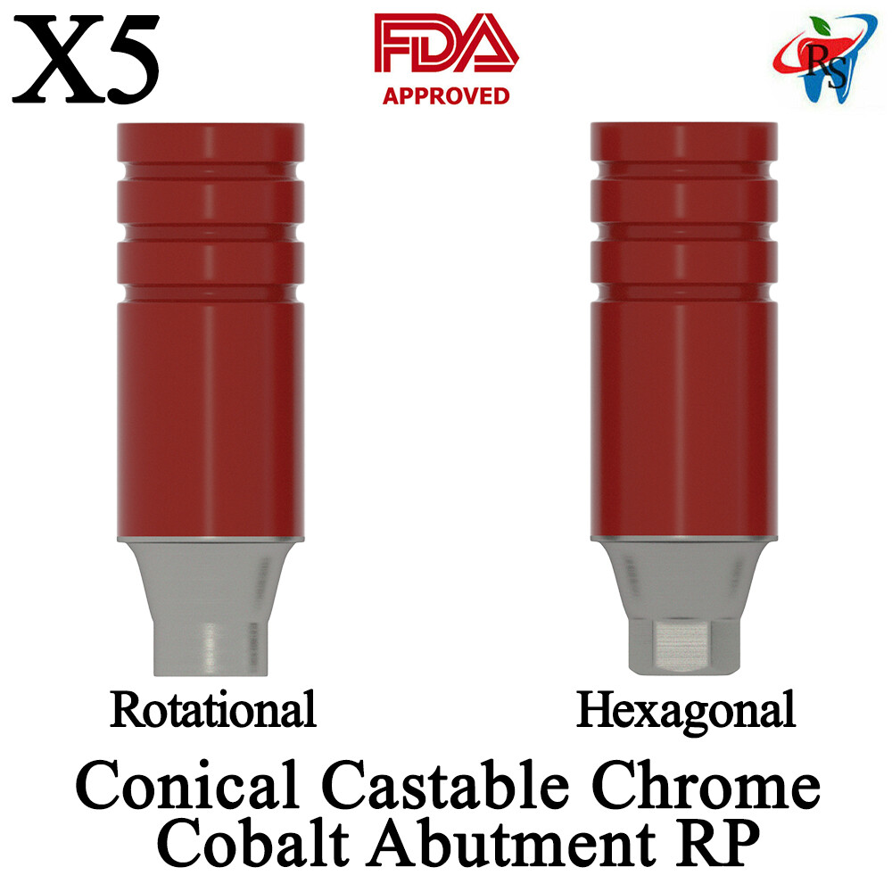 5pcs DSl Straight UCLA Conical Castable Chrome Cobalt Abutments RP Implant