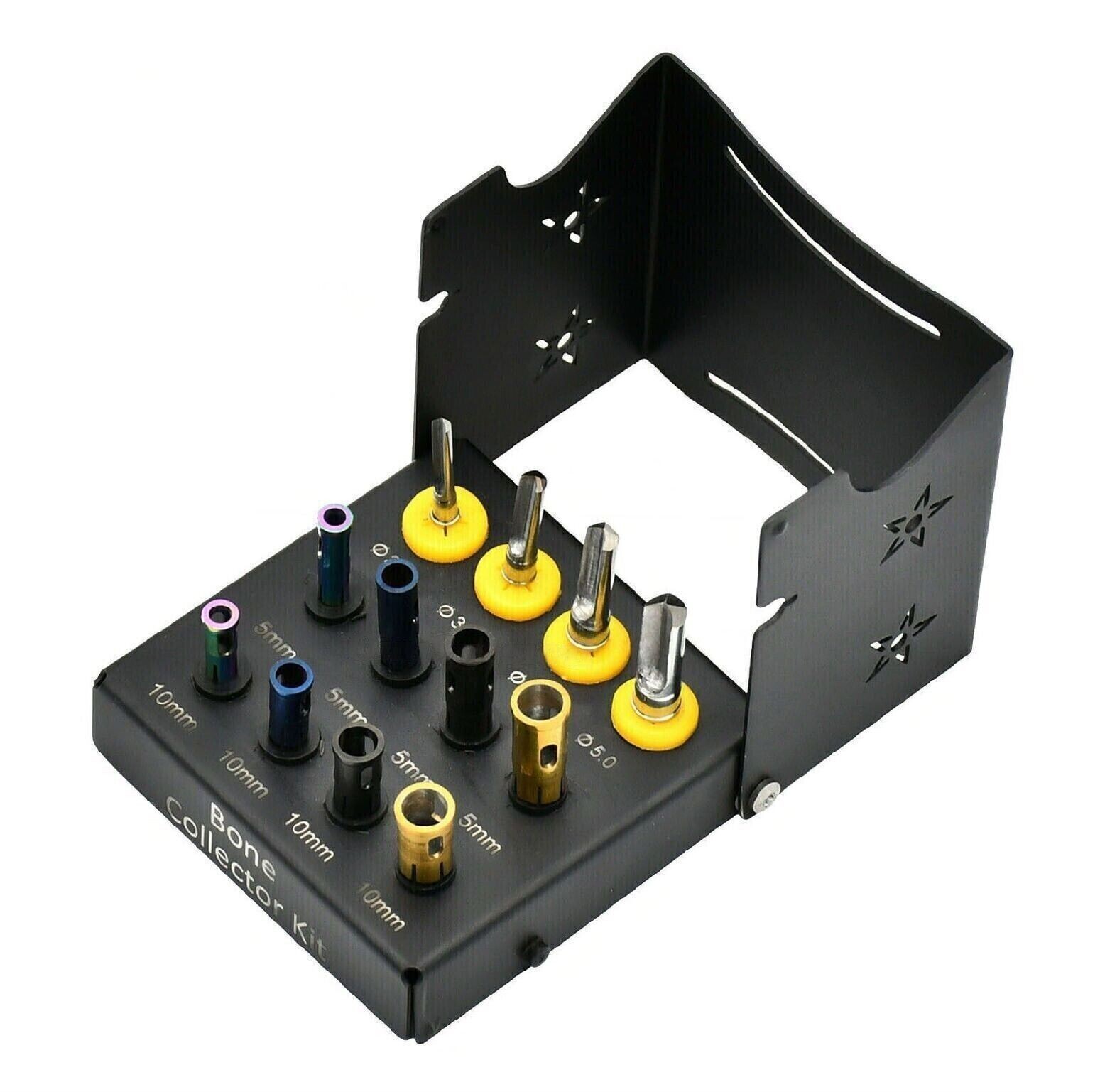 Dental Implant Bone Chip Maker / Collector Kit Black with Drills Stoppers 12 pcs