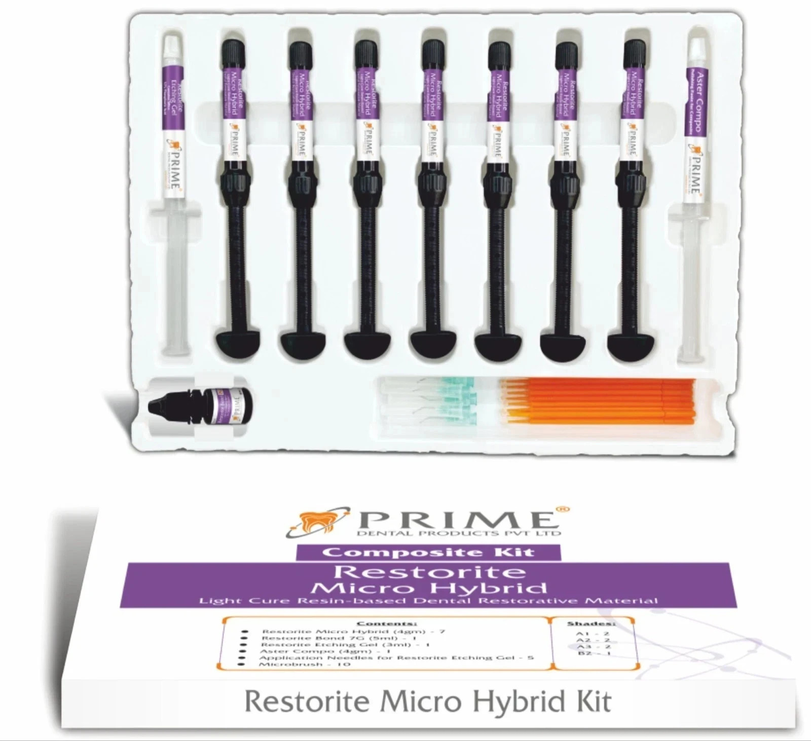 Composite Kit 7Syrs Bond Etch Compo Prime Dental Micro Hybrid Light Cure Resin