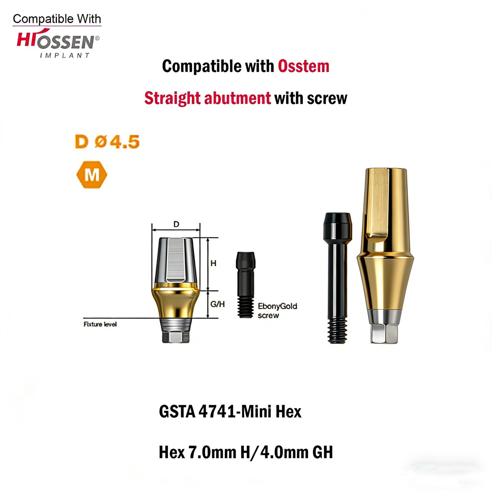 US 2Pcs Dental Hex Straight Transfer Abutment Mini Regular For Osstem Hiossen TS